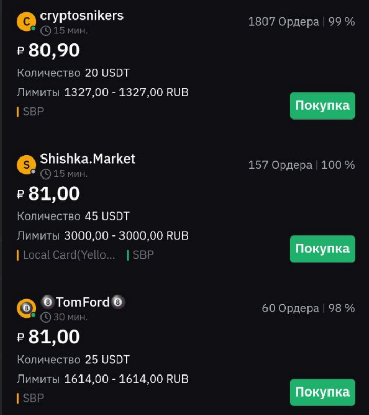 Выбор продавца